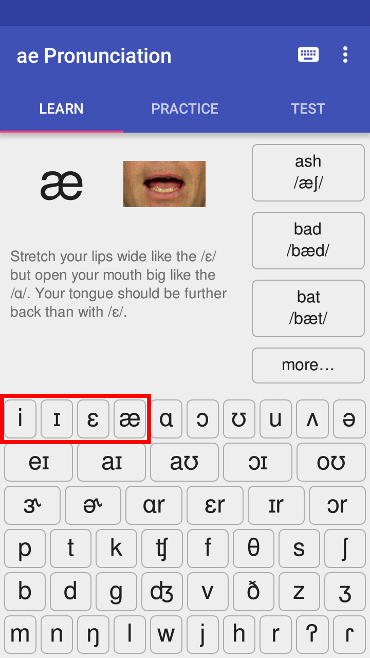 App with four vowels